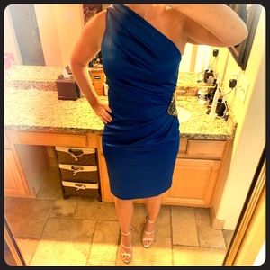 Royal blue one shoulder dress
